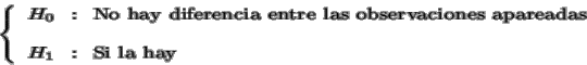 \begin{displaymath}\left\{
\begin{array}{l}
H_0 \:\: :\:\: \mbox{No hay diferenc...
...x{\it }
\\
H_1 \:\: :\:\: \mbox{Si la hay}
\end{array}\right.
\end{displaymath}